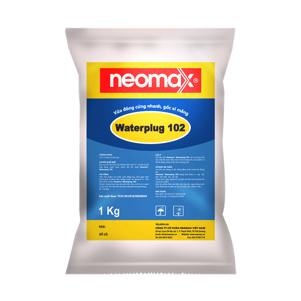 Neomax Waterplug 102 là một loại vữa đóng rắn nhanh gốc xi măng, được chế tạo sẵn để sử dụng ngay