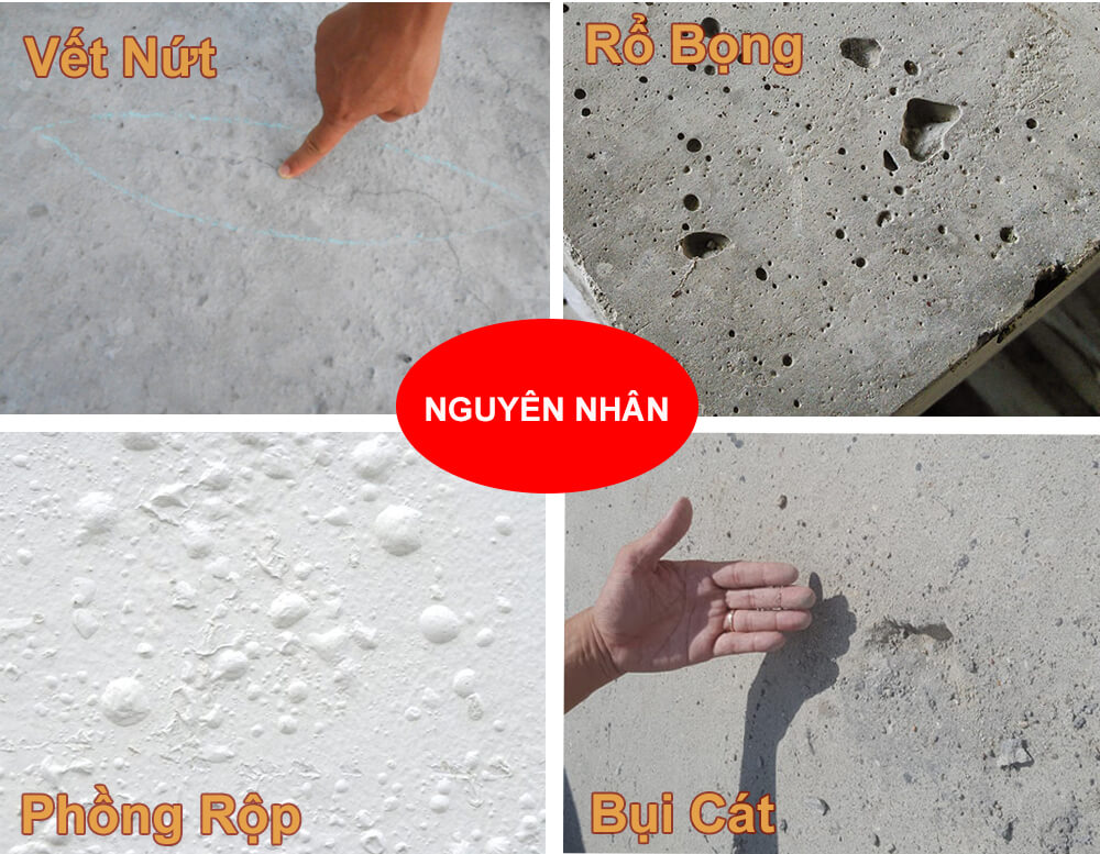 Các nguyên nhân ảnh hưởng đến bề mặt bê tông